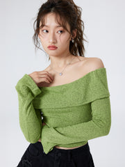 Solid Off Shoulder Crop Top