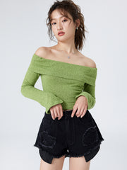 Solid Off Shoulder Crop Top