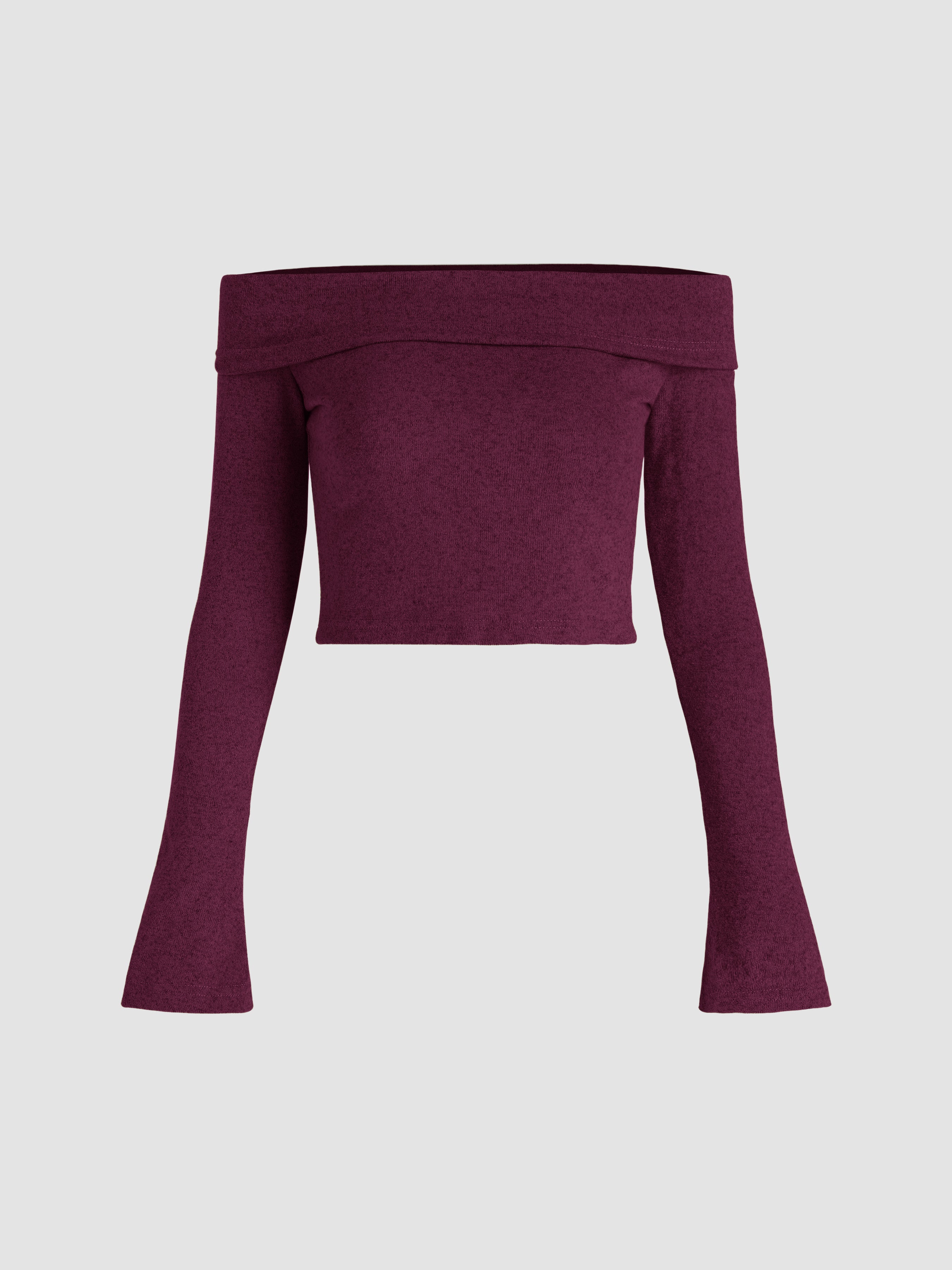 Solid Off Shoulder Crop Top